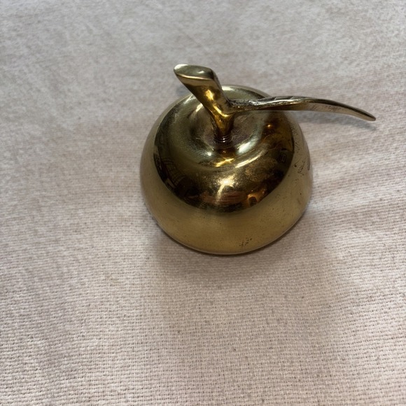 Vintage Small Brass Apple Bell w/ Stem and Leaf Teacher Vibes - Picture 3 of 6